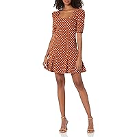 BCBGeneration Women's Fit and Flare Square Neck Empire Waist Puff Sleeve Mini Dress