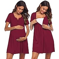 Ekouaer Labor and Delivery Gown, Nursing Nightgown, Maternity Nightgowns for Hospital Short Breastfeeding Nightgown S-XXL
