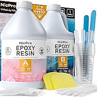 1 Gallon Crystal Clear Epoxy Resin Kit, High Gloss & Bubbles Free Resin Supplies for Art Coating and Casting, Craft DIY, Wood, Tabletop, Bar Top, Molds, River Tables with Cups, Sticks, Gloves
