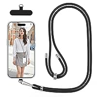 takyu Cell Phone Lanyard, Universal Phone Lanyard with Adjustable Nylon Neck Strap, Phone Strap Compatible for Most Smartphones (Black)