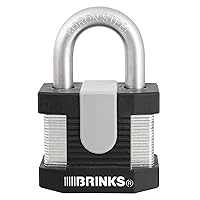 BRINKS - 60mm Commercial Laminated Steel Keyed Padlock - Solid Steel Body with Boron Steel Shackle, Chrome