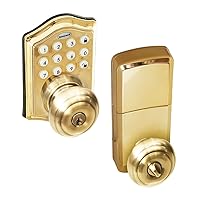 Safes & Door Locks - Keyless Entry Smart Electronic Door Knob Lock with Digital Keypad - Auto Lock - 50 Different User Pin Codes - 1 Touch Locking - Polished Brass - 6.5x8.8x9 in - 8732001