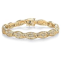 Gem Stone King 14K Gold Plated Natural Round Cut Diamond Tennis Bracelet For Women (1.00 Cttw, 7.5 Inch)