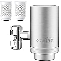 NSF/ANSI 42 Certified Faucet Water Filter, Stainless Steel Faucet Water Filter for Kitchen Sink, Reduces 99.99% Lead, Chlorine, Heavy Metals, Bad Taste & Odor (2 Filters Included)