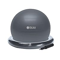 Essentials Balance Ball & Base Kit, 65cm Yoga Ball Chair, Exercise Ball with Inflatable Ring Base for Home or Office Desk, Includes Air Pump