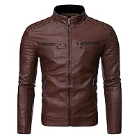 Winter Men'S Casual Stand Collar Leather Jacket Coat Mens Lightweight Jacket