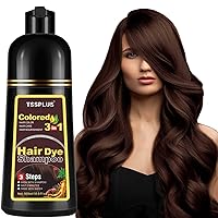 TSSPLUS Natural Dark Brown Hair Color Shampoo for Gray Hair, Instant Hair Dye Shampoo 3 in 1 for Men & Women, Long Lasting Color Shampoo Hair Dye, Deep Coffee Shampoo Colors in Minutes