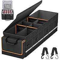 Car Trunk Organizer and Storage with Removable Leakproof Cooler Bag, 6 Removable Dividers for Custom Space, Collapsible Trunk Storage with Non Slip Bottom, Foldable Cover. And 3 Year Warranty