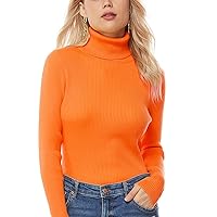 nine bull Womens Solid Basic Stretch Turtleneck Pullover Knit Sweater