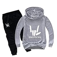 Child Share The Love Tracksuit Casual Hooded Clothing Outfits Sets Fall Winter Comfy Sweatshirts for Boys Girls