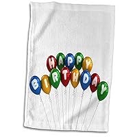 3D Rose Arranged Happy Birthday Balloons Towel, 15