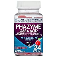 Phazyme Ultimate 500mg Simethicone Gas Relief 20 Count & Maximum Strength Gas & Acid Relief 24 Chews