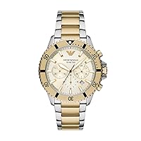 Emporio Armani Men's Chronograph Silver and Gold Two-Tone Stainless Steel Bracelet Watch (Model: AR11606)