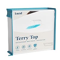 LUCID Premium Hypoallergenic 100% Waterproof Mattress Protector - Universal Fit Dorm Room Essentials, Cotton Terry Top Cover - Twin XL,White