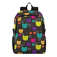 ALAZA Colorful Bear Head Star Packable Travel Camping Backpack Daypack