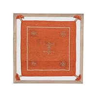 Mango Wood and MDF Framed Cotton and Jute Textile with Embroidery and Tassels Wall Art and Décor, 23