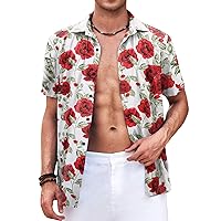COOFANDY Men's Hawaiian Shirt Casual Short Sleeve Button Down Shirt Summer Beach Shirt