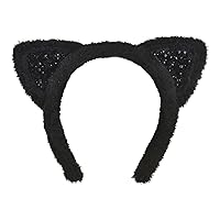 Black Posh Cat Ears Headband (1 Pc.) - Perfect for Stylish Feline Lovers, Halloween Parties, Cosplay, & Everyday Wear