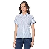 Tommy Hilfiger Women's Camp Striped Short Sleeve Shirt