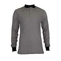 National Safety Apparel Men's Standard Long Sleeve Henley Shirt, Grey, SM