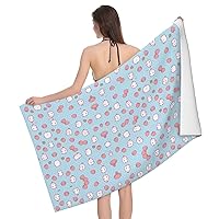 Cartoon Character Strawberry Print Bath Towel,and Highly Absorbent for Shower, Quick Dry.Beach Accessories Essentials