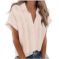 Womens Button Up Blouses Patchwork Shirts Jackets Long-Short Sleeve T-Shirt Tops Tees Pockets Fashion Cloth Soft