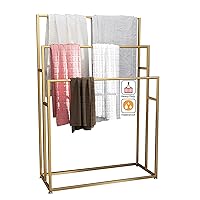 Floor Standing Towel Stand Bathroom Towel Holder Rack Heavy Duty with Anti-Slip Padded Feet Sturdy and Rust-Resistant Easy to Install/Gold