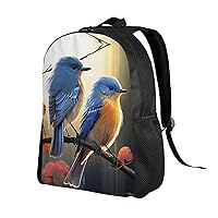 Two Birds Print Backpack 16 inch Waterproof Lightweight Work Bag Casual Daypack For Women Men