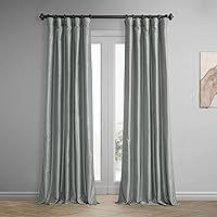 HPD Half Price Drapes Faux Silk Blackout Curtains 96 Inches Long for Bedroom & Living Room Vintage Textured Blackout Curtain (1 Panel), 50W x 96L, Silver