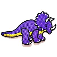 Nipitshop Patches Lovely Purple Dinosaur with Sharp Teeth Logo Kids Cartoon Iron On Embroidered Applique Patch for Clothes Great as Happy Birthday Gift