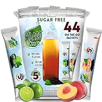 Iced Tea Drink Mix - Klass Sugar Free Variety Pack - Peach & Lime Black Tea On-The-Go! (44 Count Powder Stick Packs) 5 Calories Per Packet