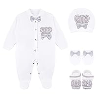 Lilax Baby Boy Jewels Crown Layette 4 Piece Gift Set 0-3 Months