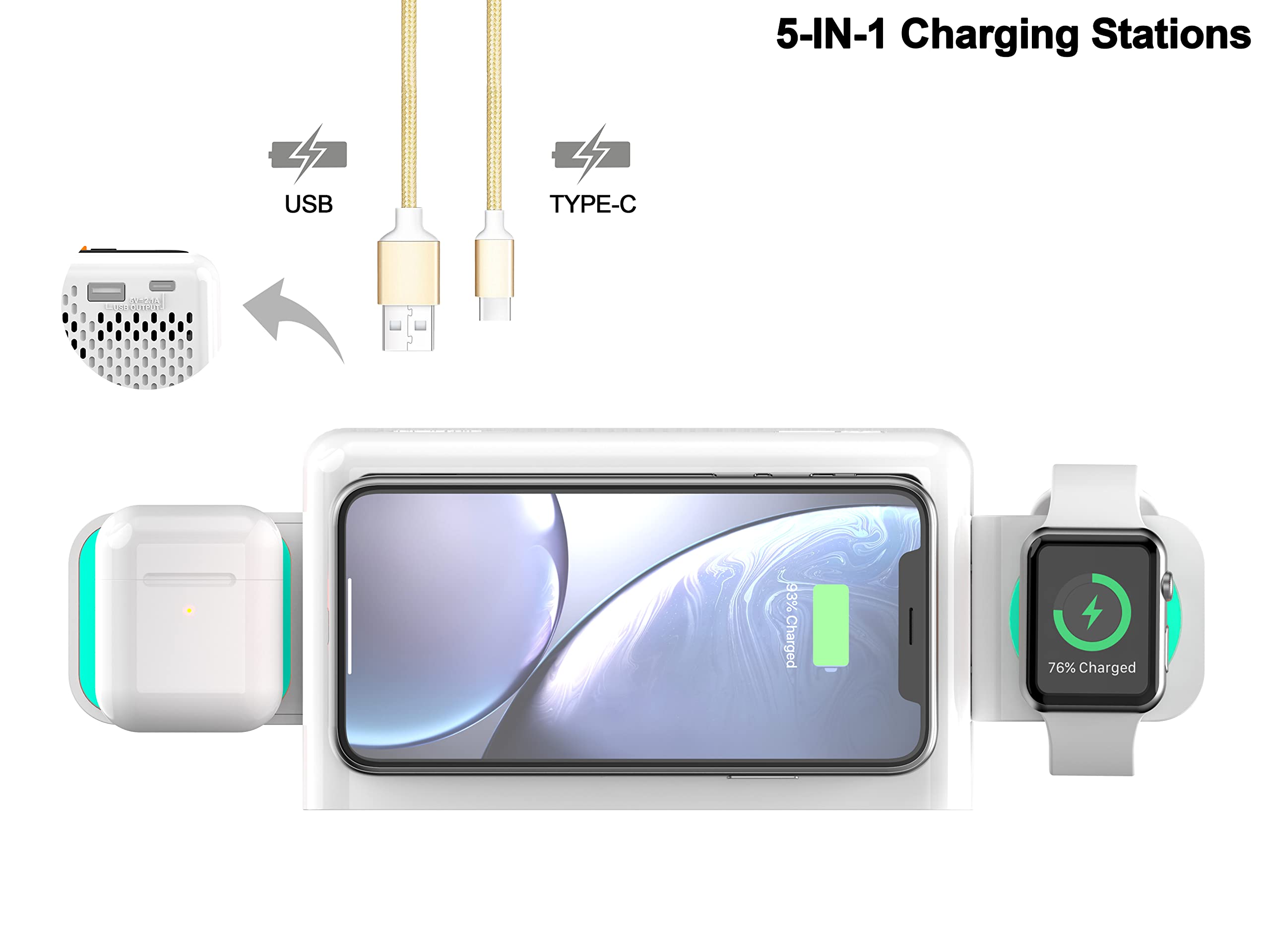 Emerson Smartset Dual Alarm Clock FM Radio with Wireless Charging, Bluetooth Speaker, Ultra Fast Charging for Airpods/iPhone, Foldable Stand, USB Charger, Adjustable LED Glow, ER100501