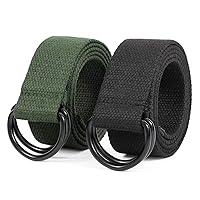 Men&Women Canvas Belt Web Fabric Casual Belt with Black Double D-ring 1 1/2