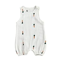 Newborn Baby Fashion Sleeveless Cactus Print Romper for Kids Children Boys Girls Pajamas Cotton One-Piece Suit