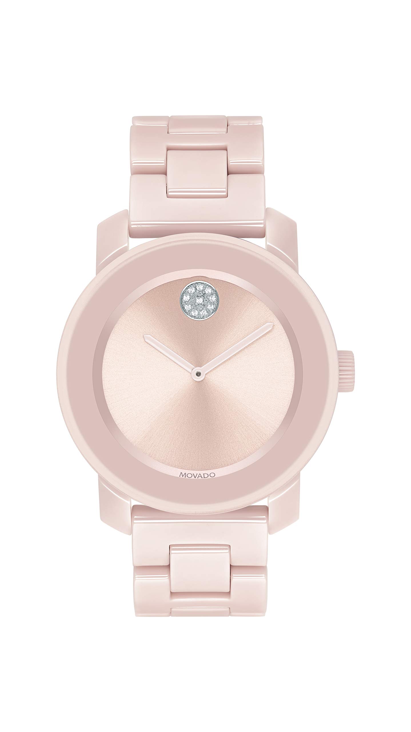 Movado Women's Bold Blush Ceramic Steel Case and Link Bracelet, Blush