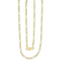 DECADENCE 14K Yellow Gold Plated Silver 3.50mm Figaro Chain for Men with Lobster Claw Clasp | 20