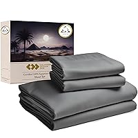 Certified Luxury 100% Egyptian Cotton Sheets, Queen Sheets Cotton, 4 Piece Deep Pocket Bed Sheets Set, Sateen Cooling Sheets for Hot Sleepers, Grey Egyptian Cotton Sheets for Queen Size Bed