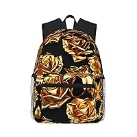 Lightweight Laptop Backpack,Casual Daypack Travel Backpack Bookbag Work Bag for Men and Women-Gold Rose pattern