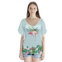 PattyCandy Women's Comfy V-Neck T-Shirt Sea Shells & Tropical Beach Theme Blouse Flutter Sleeve Tops, XS-3XL