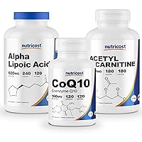 Alpha Lipoic Acid 600mg, 240 Caps & CoQ10 100mg, 120 Caps & Acetyl L-Carnitine 500mg, 180 Caps