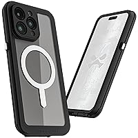 Ghostek Nautical Slim Waterproof Case for Apple iPhone 15 Pro Max - Built-in Screen & Camera Lens Protector, Compatible with MagSafe (6.7 Inch, Clear)
