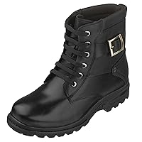 CALTO Men's Invisible Height Increasing Elevator Shoes - Black Premium Leather Lace-up High-top Ankle Boots - 3.2 Inches Taller - T14002