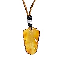 Natural Amber Crystal Gem Jewelry Necklace Pendant With Bead Chain