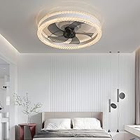 Ceiling Fans with Lamps,Fan Light Ceiling 6 Speed Round Quiet Ceiling Fans with Lamp Reversible Dimmable Ceiling Fan with Light and Remote for Living Room Bedroom/White