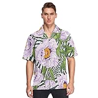 Hawaiian Button Up Short Sleeve Shirt Men Beautiful Tropical Vintage Flower Floral Pattern Printed Camisa de Vestir