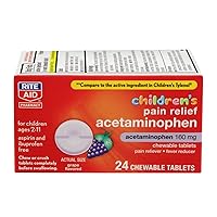 Rite Aid Children's Pain Relief Chewable Grape Tablets, Acetaminophen, 160 mg - 24 Count | Pain & Fever Relief for Kids Ages 2-11 Years | Alcohol-Free, Aspirin-Free, Ibuprofen-Free
