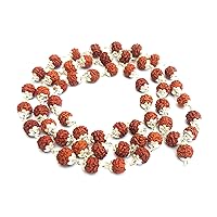 Rudraksha Mala with Silver Cap for Men/Women Wearing and Jaap/Meditation Mala (7mm, Medium Size, 108+1 Beads) - Natural Brown Rudraksh Silver Plated Jaap/Meditaiton Necklace - Pack of 1