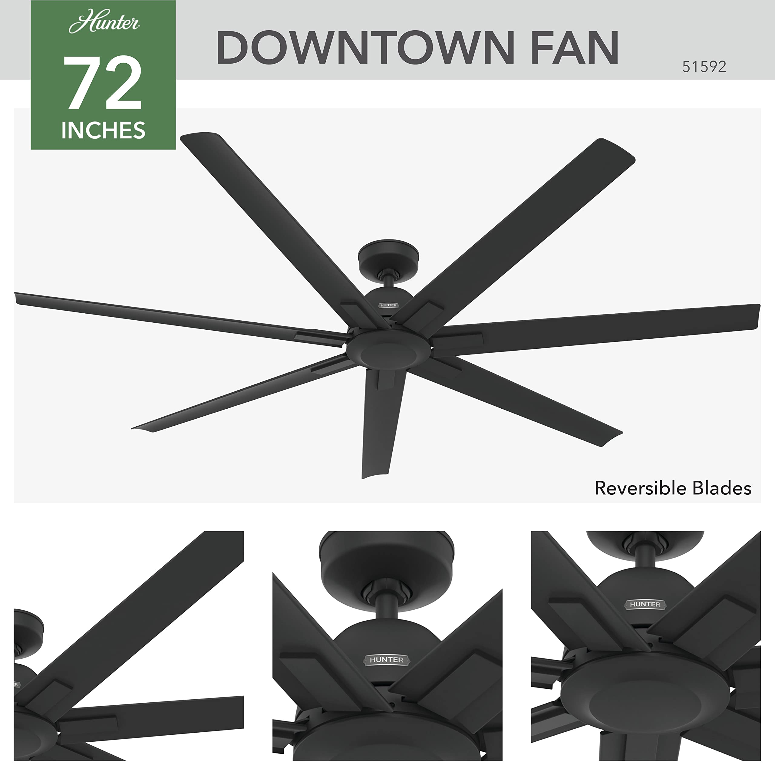 Hunter Fan Company 51592 Downtown Ceiling Fan, Matte Black