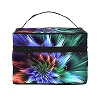 Abstract Flower Print Makeup Bag for Women Portable Toiletry Bag Large Capacity Travel Cosmetic Bag for Outdoor Travel